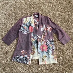 Citron Santa Monica || Vintage Asian Art Inspired Kimono Open Front Top